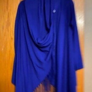 Royal Blue Cross Lightweight sweater w/fringe